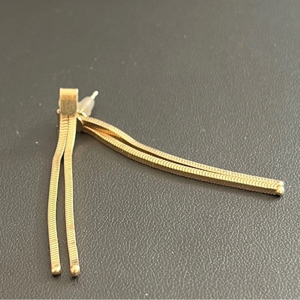 Yellow Gold Plated 925 Sterling Silver Dangle Tassel Snake Chain Earrings, 4.33g